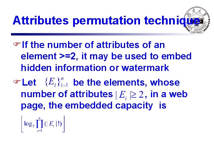 Attributes permutation technique FIf the number of attributes of an element >=2, it may