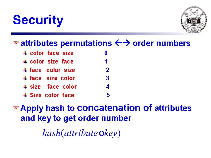 Security Fattributes permutations order numbers color face size color size face size color size