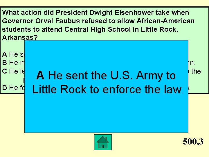 What action did President Dwight Eisenhower take when Governor Orval Faubus refused to allow