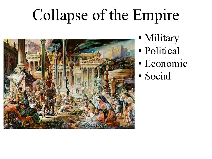 Collapse of the Empire • Military • Political • Economic • Social 