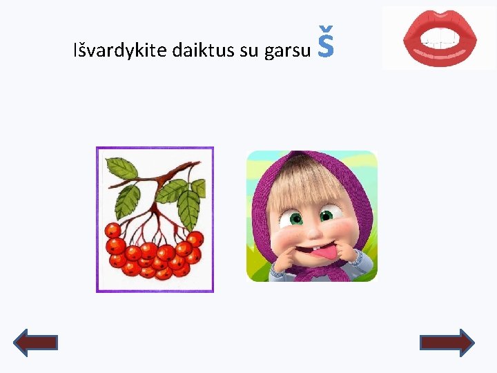 Išvardykite daiktus su garsu š 