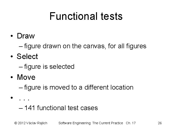 Functional tests • Draw – figure drawn on the canvas, for all figures •