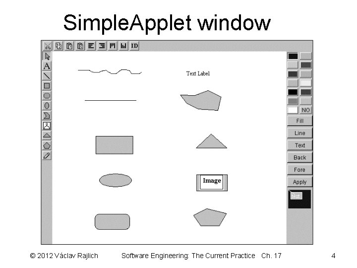 Simple. Applet window © 2012 Václav Rajlich Software Engineering: The Current Practice Ch. 17