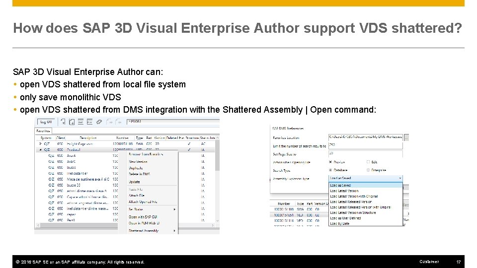 How does SAP 3 D Visual Enterprise Author support VDS shattered? SAP 3 D
