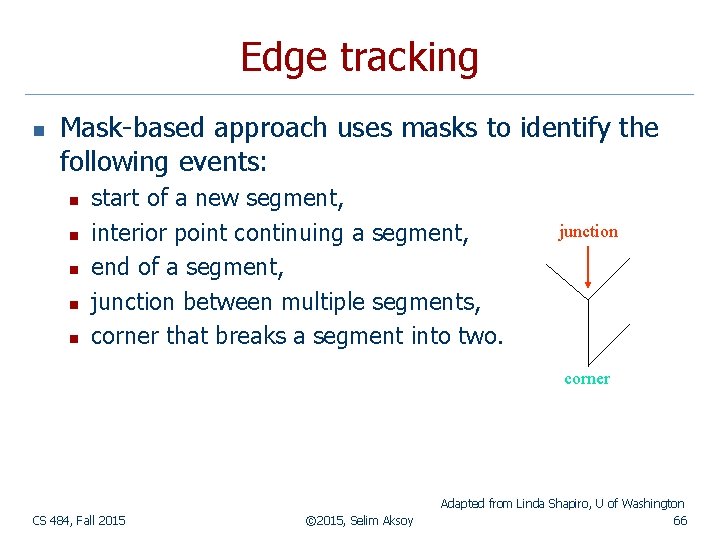 Edge tracking n Mask-based approach uses masks to identify the following events: n n