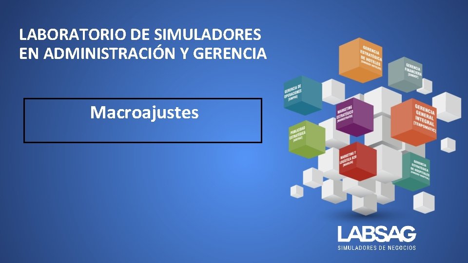 LABORATORIO DE SIMULADORES EN ADMINISTRACIÓN Y GERENCIA Macroajustes 