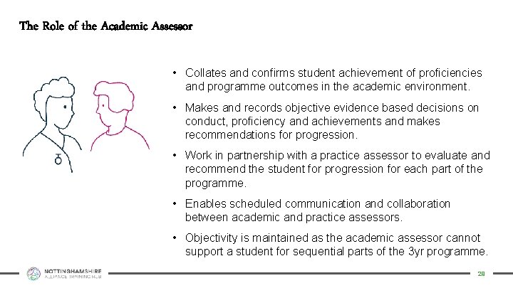 The Role of the Academic Assessor • Collates and confirms student achievement of proficiencies