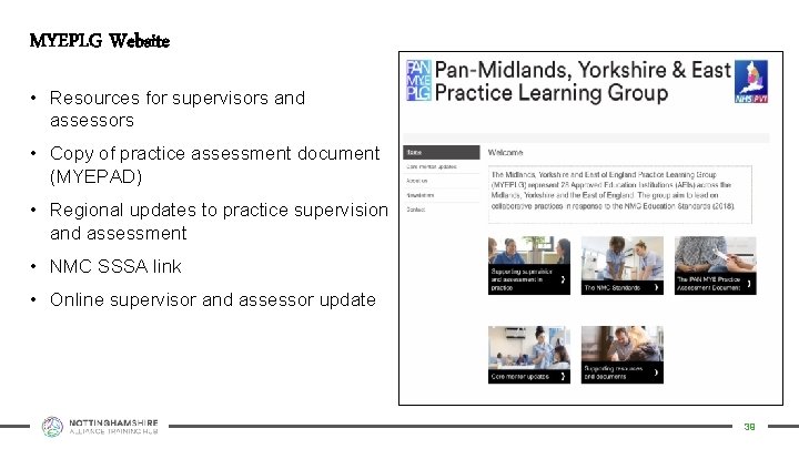 MYEPLG Website • Resources for supervisors and assessors • Copy of practice assessment document