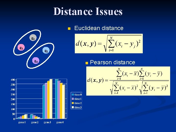 Distance Issues n Euclidean distance g 1 g 3 g 2 g 4 ■