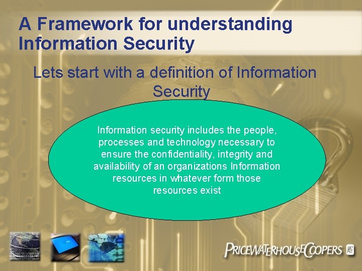 A Framework for understanding Information Security Lets start with a definition of Information Security