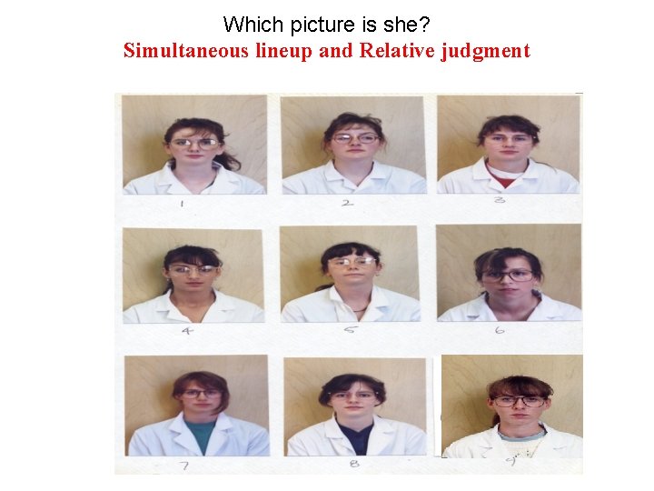 Which picture is she? Simultaneous lineup and Relative judgment 