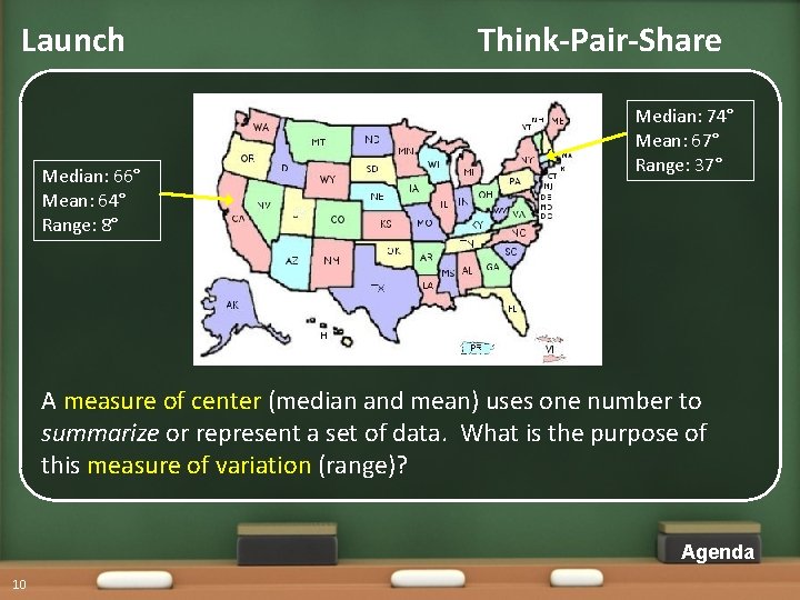 Launch Median: 66° Mean: 64° Range: 8° Think-Pair-Share Median: 74° Mean: 67° Range: 37°