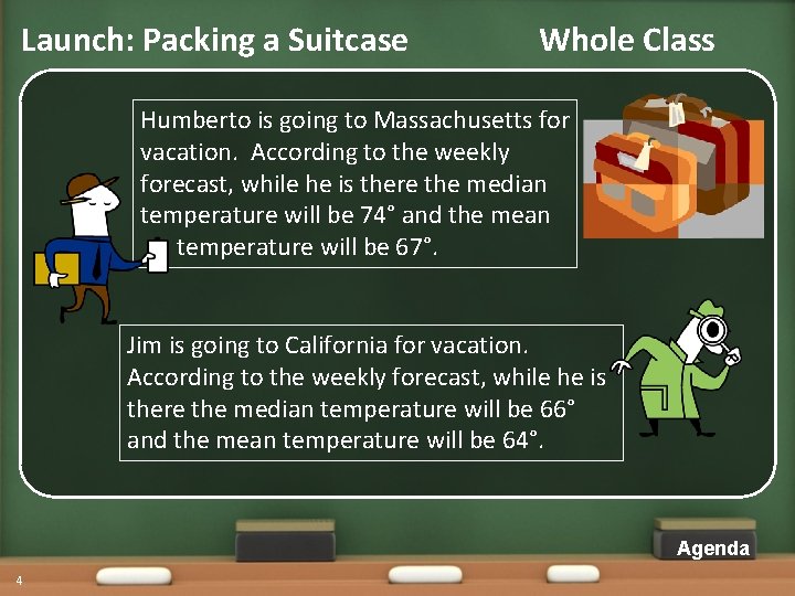Launch: Packing a Suitcase Whole Class Humberto is going to Massachusetts for vacation. According