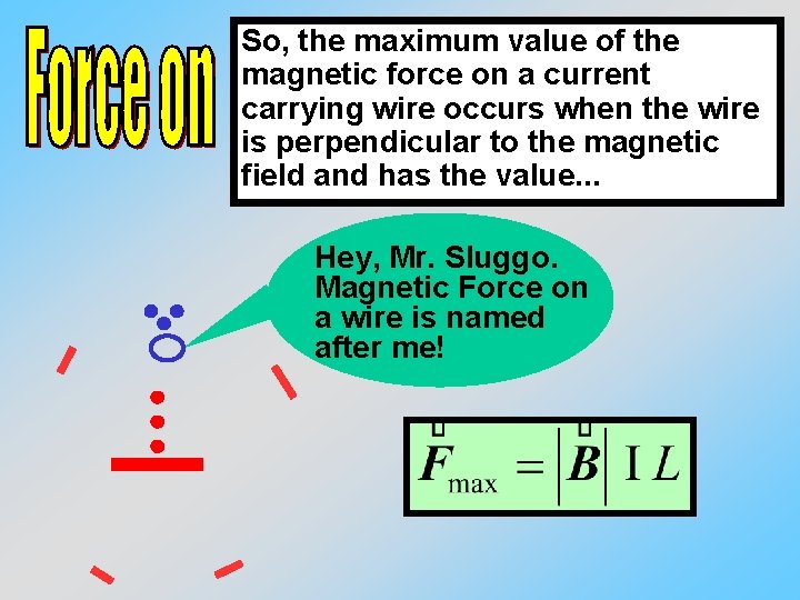 So, the maximum value of the magnetic force on a current carrying wire occurs