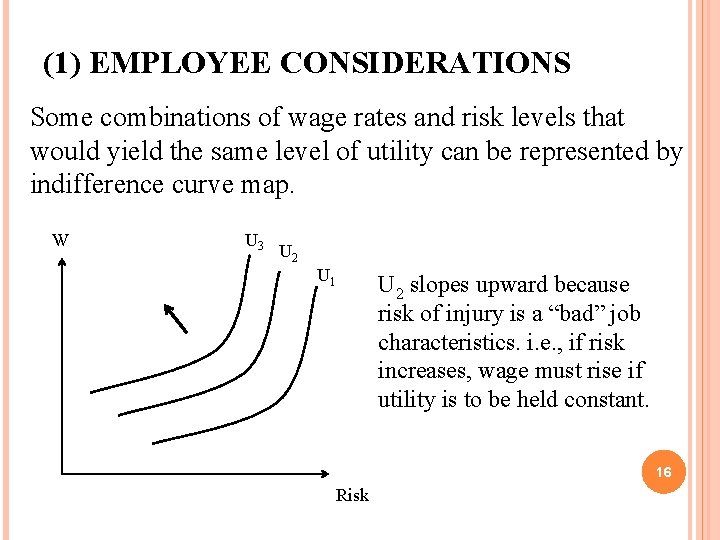 (1) EMPLOYEE CONSIDERATIONS Some combinations of wage rates and risk levels that would yield