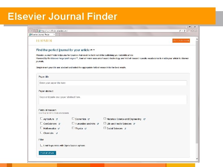 Elsevier Journal Finder 