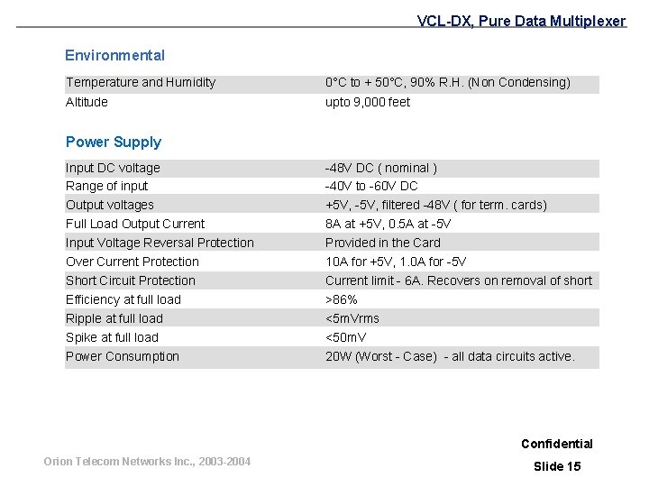 VCL-DX, Pure Data Multiplexer Environmental Temperature and Humidity 0°C to + 50°C, 90% R.