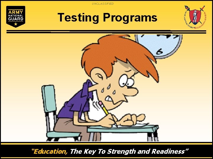 UNCLASSIFIED Testing Programs “Education, The Key To Strength and Readiness” 