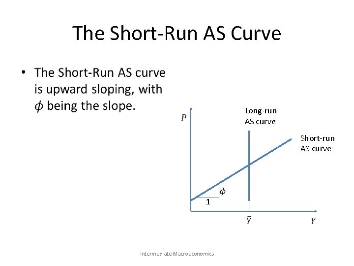 The Short-Run AS Curve • Long-run AS curve Short-run AS curve 1 Intermediate Macroeconomics