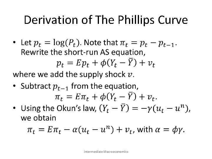 Derivation of The Phillips Curve • Intermediate Macroeconomics 