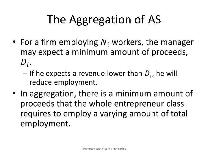 The Aggregation of AS • Intermediate Macroeconomics 