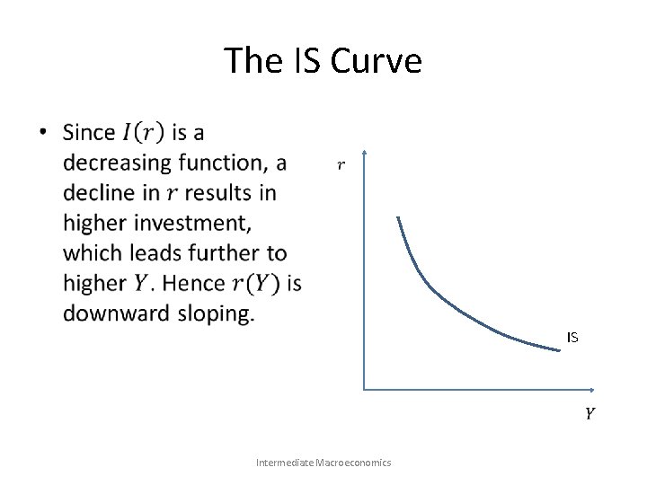 The IS Curve • IS Intermediate Macroeconomics 