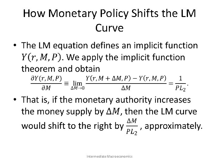 How Monetary Policy Shifts the LM Curve • Intermediate Macroeconomics 