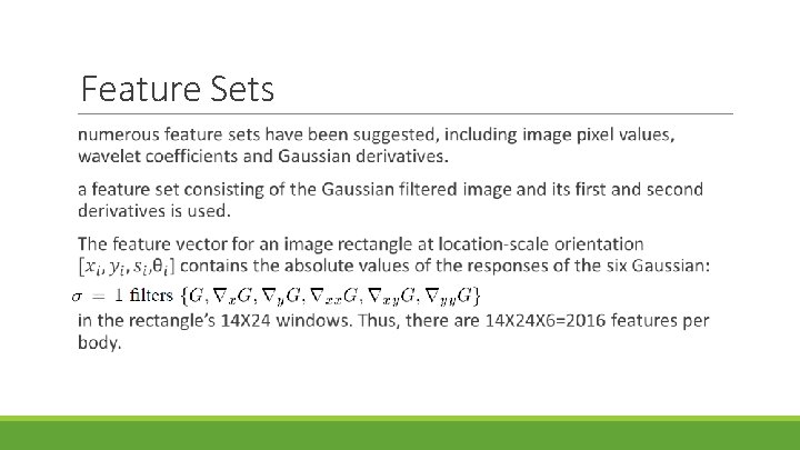 Feature Sets 