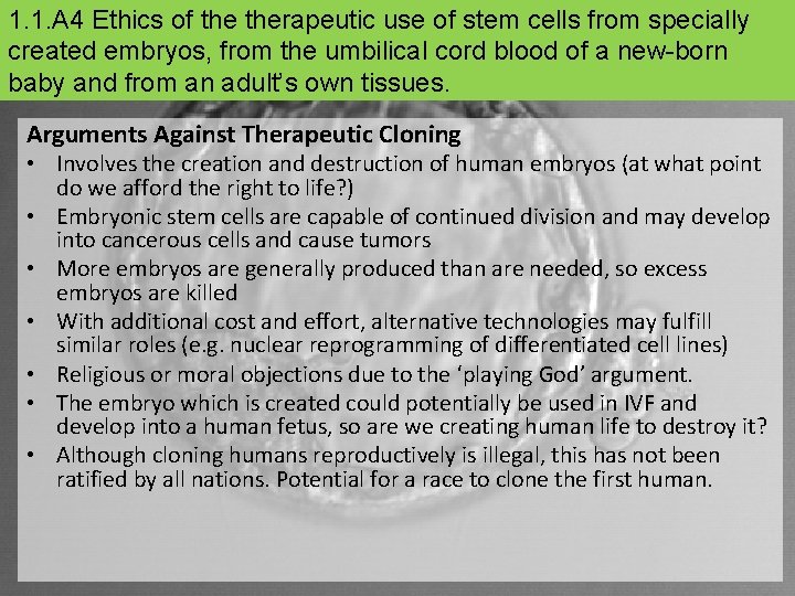 1. 1. A 4 Ethics of therapeutic use of stem cells from specially created