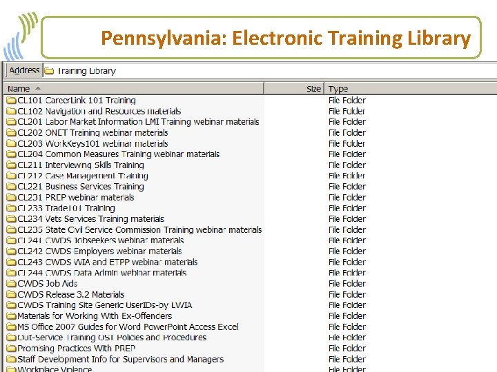 Pennsylvania: Electronic Training Library 