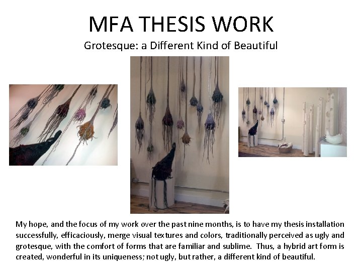 MFA THESIS WORK Grotesque: a Different Kind of Beautiful My hope, and the focus