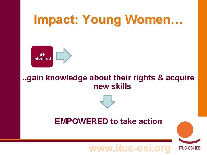Impact: Young Women… Be informed . . gain knowledge about their rights & acquire