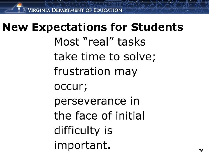 New Expectations for Students 76 