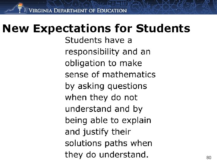 New Expectations for Students 80 
