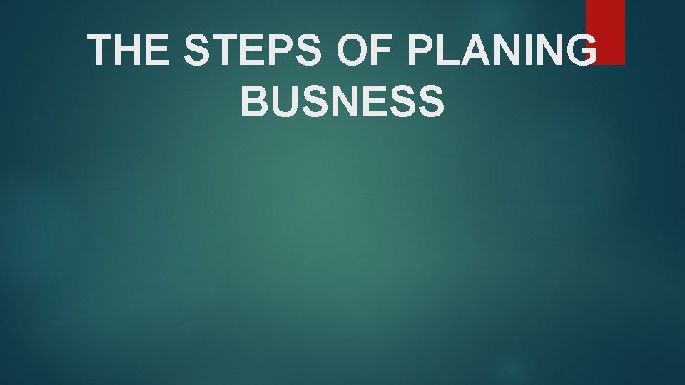 THE STEPS OF PLANING BUSNESS THE STEPS OF PLANING BUSNESS