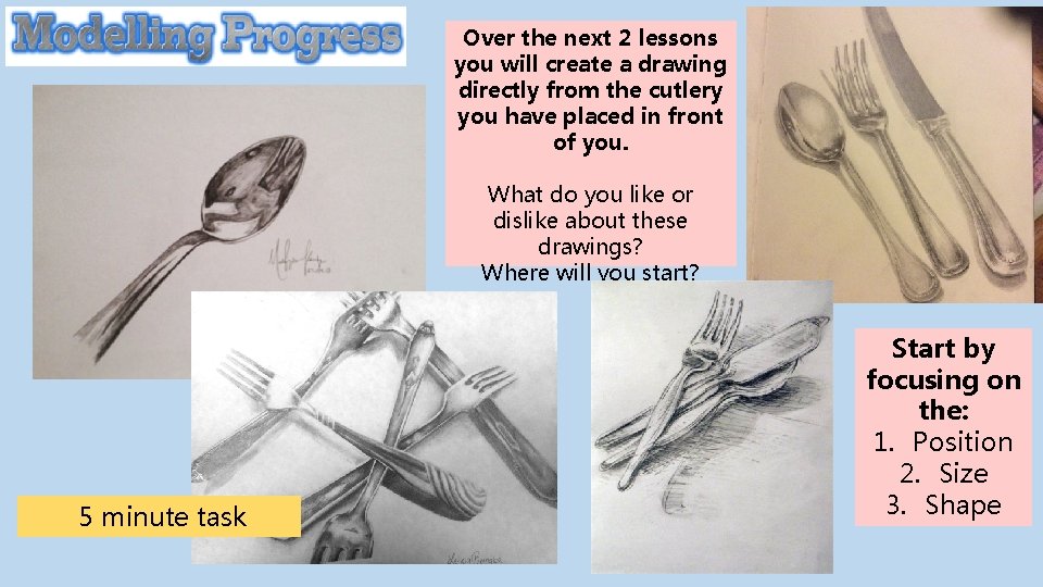 Over the next 2 lessons you will create a drawing directly from the cutlery