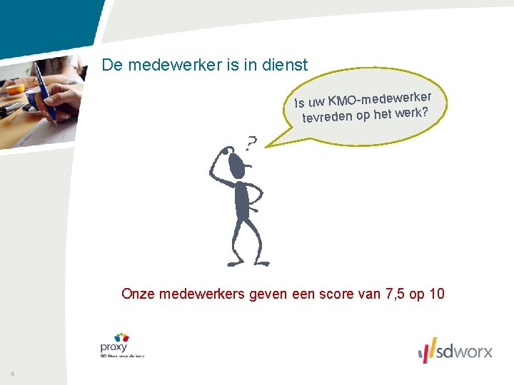 De medewerker is in dienst er Is uw KMO-medewerk tevreden op het werk? Onze