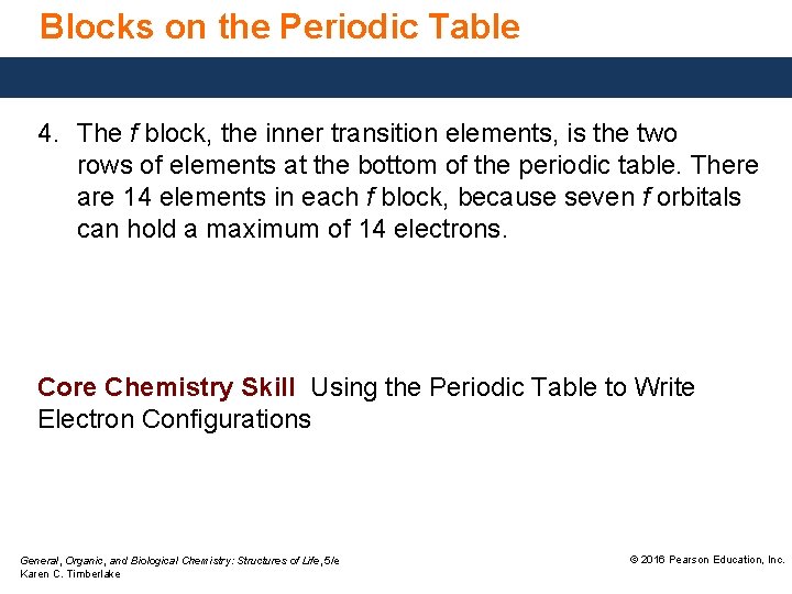 Blocks on the Periodic Table 4. The f block, the inner transition elements, is