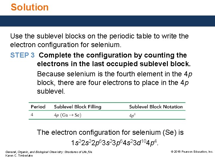 Solution Use the sublevel blocks on the periodic table to write the electron configuration