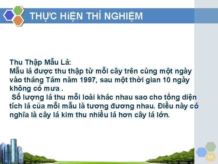 THỰC HiỆN THÍ NGHIỆM Thu Thập Mẫu Lá: Mẫu lá được thu thập từ