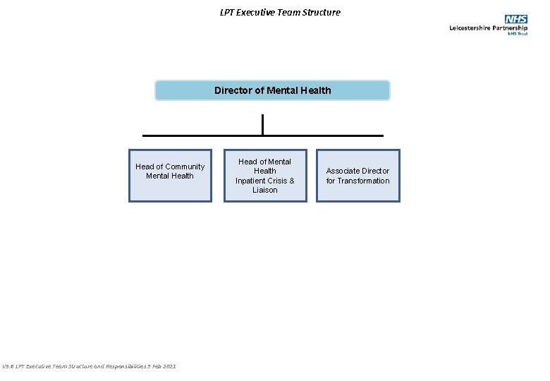 LPT Executive Team Structure Director of Mental Health Head of Community Mental Health V