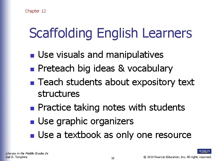 Chapter 12 Scaffolding English Learners n n n Use visuals and manipulatives Preteach big