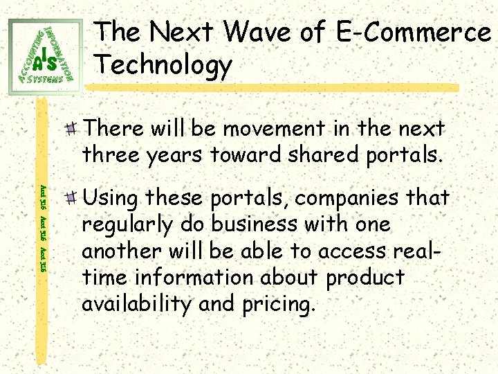 The Next Wave of E-Commerce Technology There will be movement in the next three