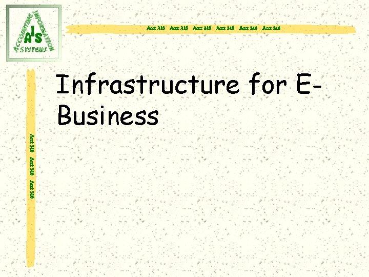 Acct 316 Acct 316 Infrastructure for EBusiness Acct 316 