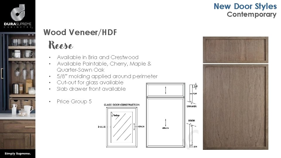 New Door Styles Contemporary Wood Veneer/HDF Reese • • • Available in Bria and
