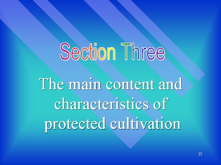 The main content and characteristics of protected cultivation 35 