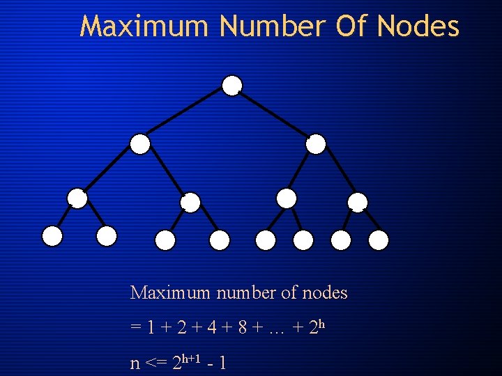 Maximum Number Of Nodes Maximum number of nodes = 1 + 2 + 4