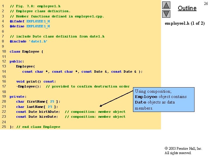 1 2 3 4 5 // Fig. 7. 8: employee 1. h // Employee
