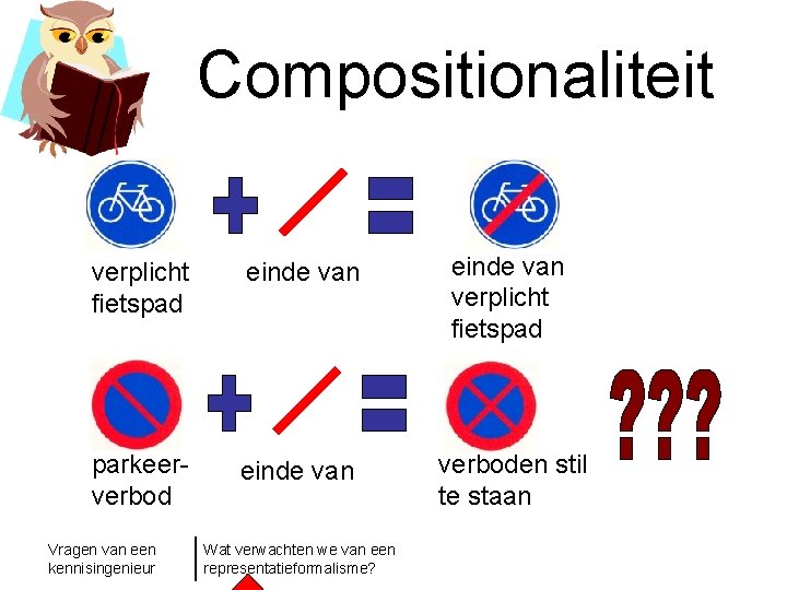 Compositionaliteit verplicht fietspad einde van verplicht fietspad parkeerverbod einde van verboden stil te staan