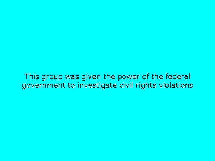 This group was given the power of the federal government to investigate civil rights